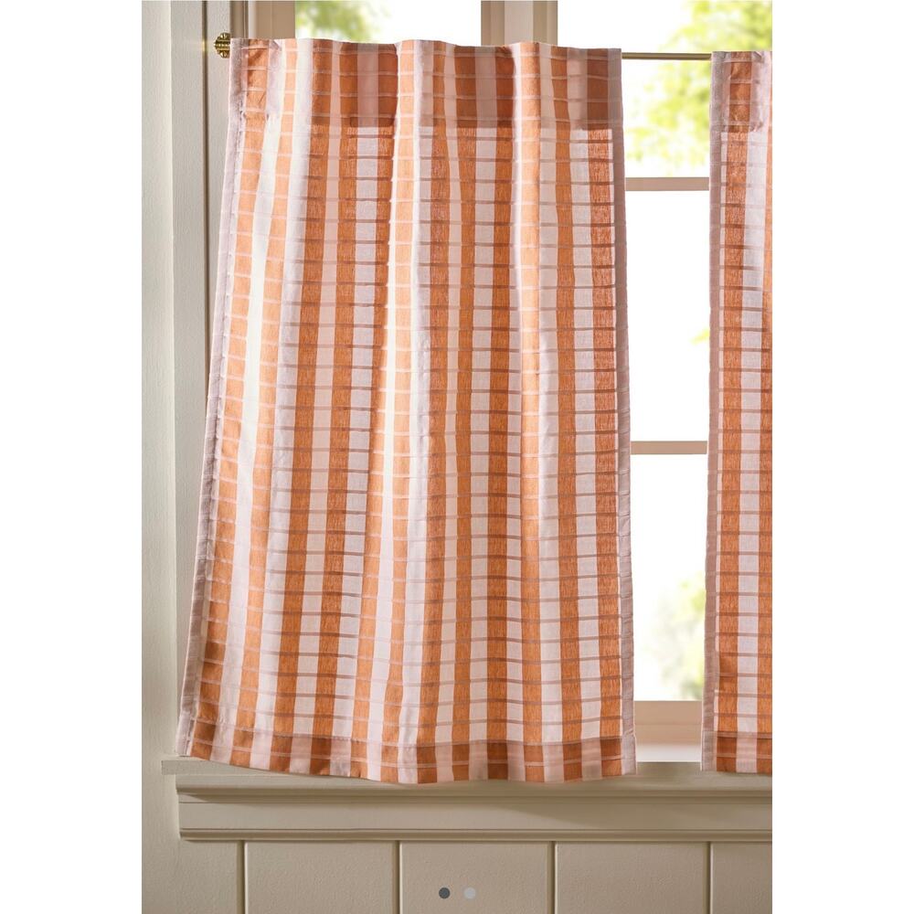 Anthropologie Cotton Woven Stripe Café Curtains, Set of 2 Panels